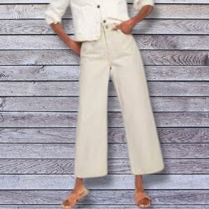 NWOT Old Navy Size 10 Extra High-Waisted Ecru-Wash Cotton/Spandex Wide Leg